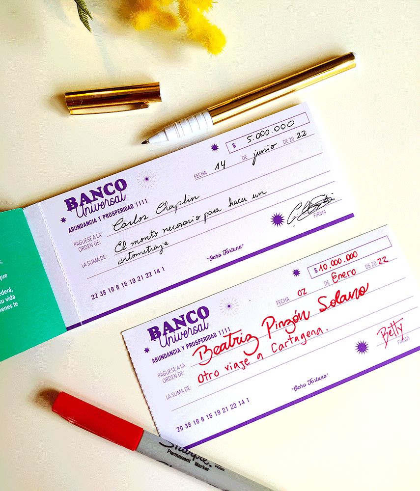 ocho fortuna papelería Chequera de la Abundancia (cheque de la abundancia)