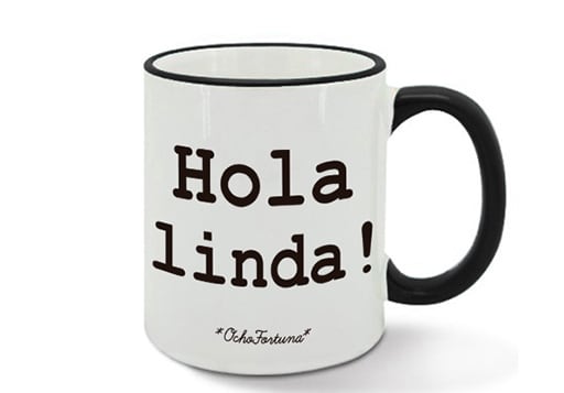 Ocho Fortuna Tazón Hola Linda Asa Negra