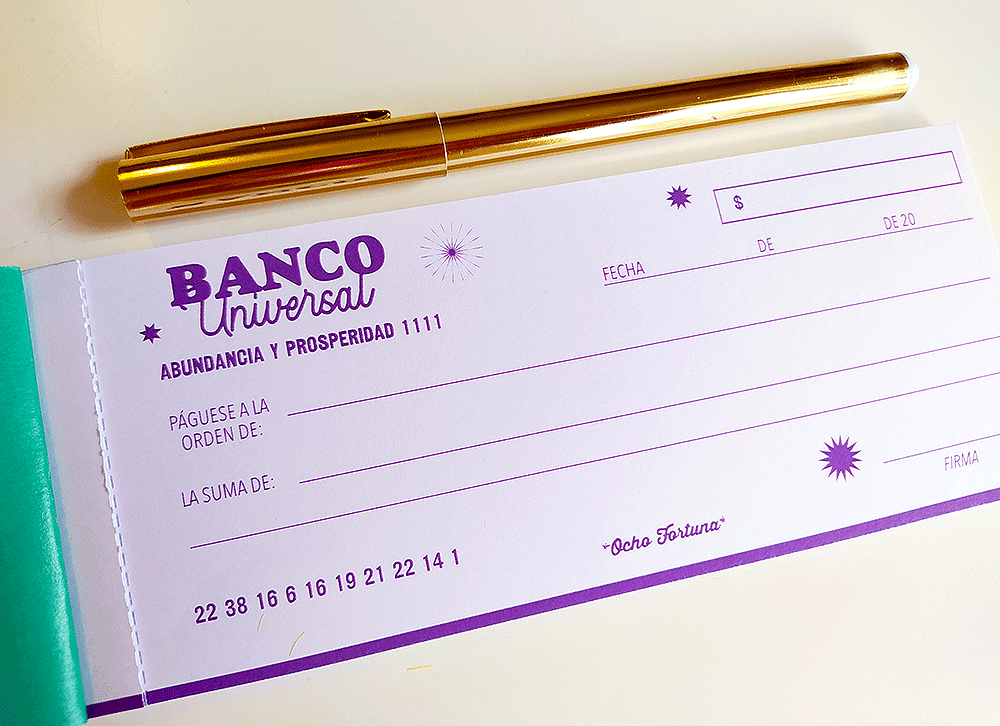 Cheque de la Abundancia, de nuestra chequera de la abundancia, para guiarte en el ritual de luna nueva