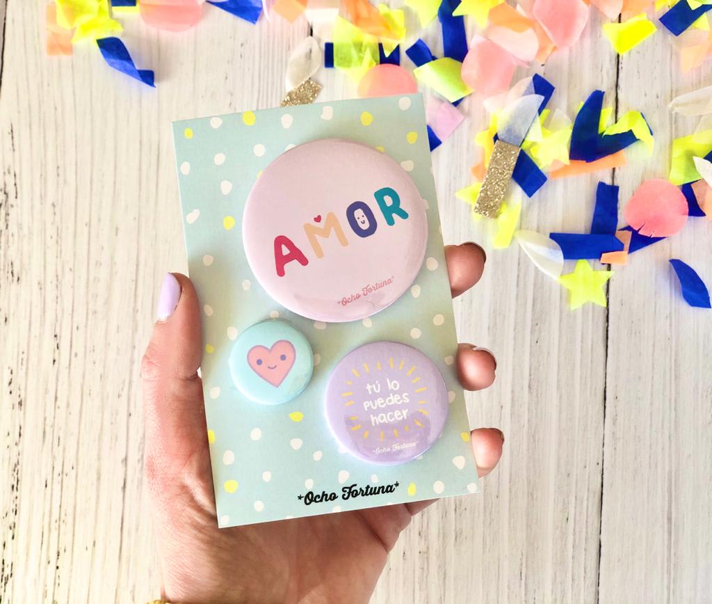 ocho fortuna Pack 3 Chapitas - Amor