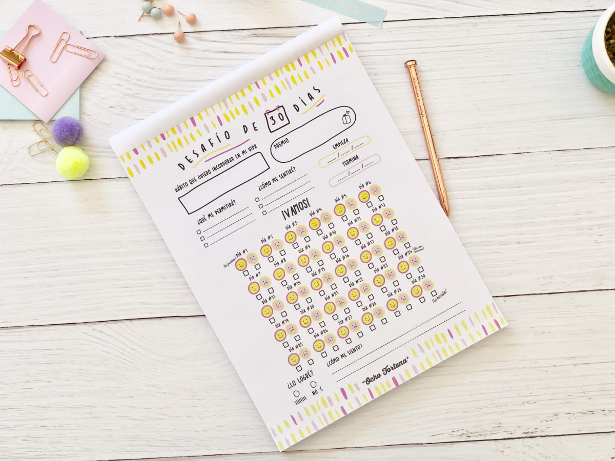 ocho fortuna papelería Block Desafío 30 días