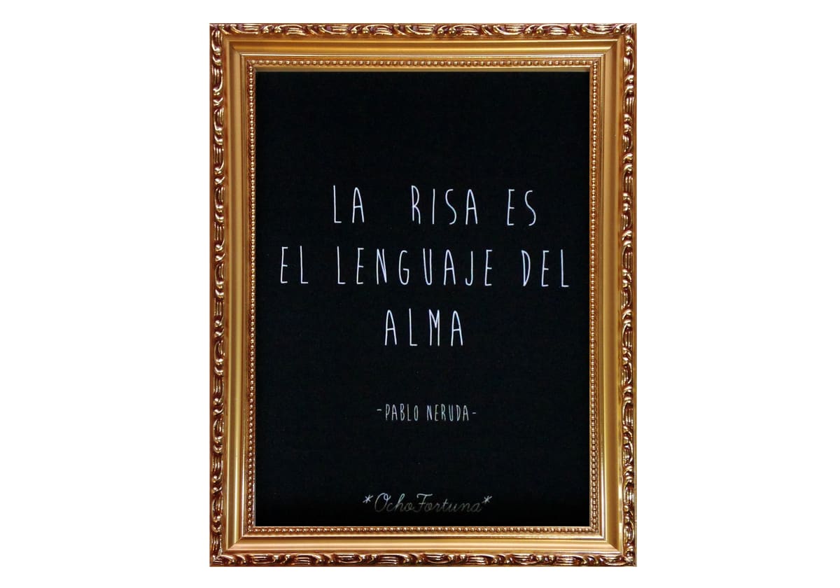 Cuadro/Lámina 15x20 Pablo Neruda (La risa) marco dorado